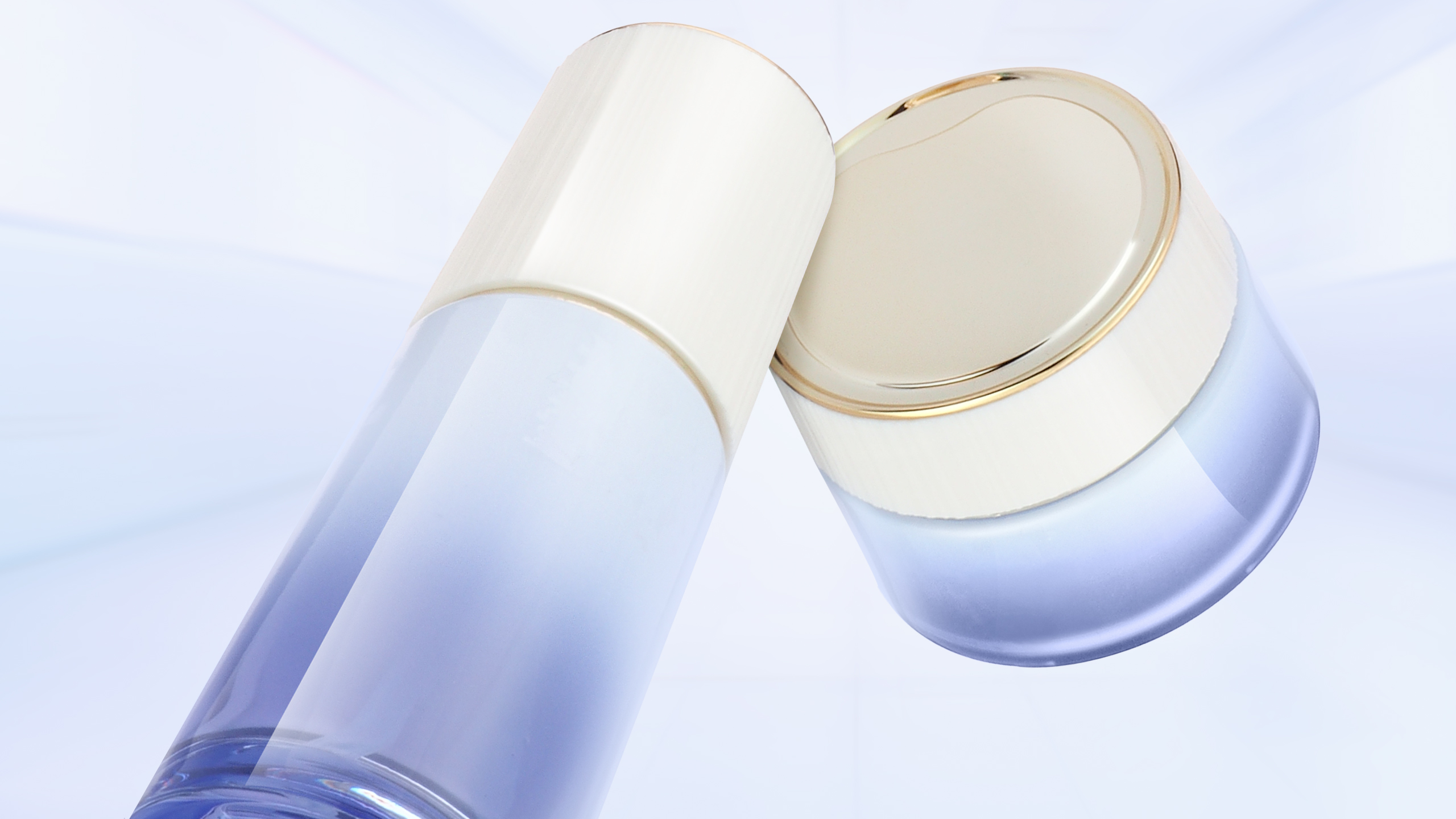 high end facial skin care packaging, glass bottle, glass jar, glass dropper bottle, refillable packaging