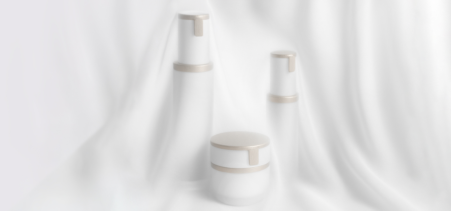 B2B保養品瓶器供應商品牌形象圖，專注於保養品包材整合、瓶器開發與品牌專業服務